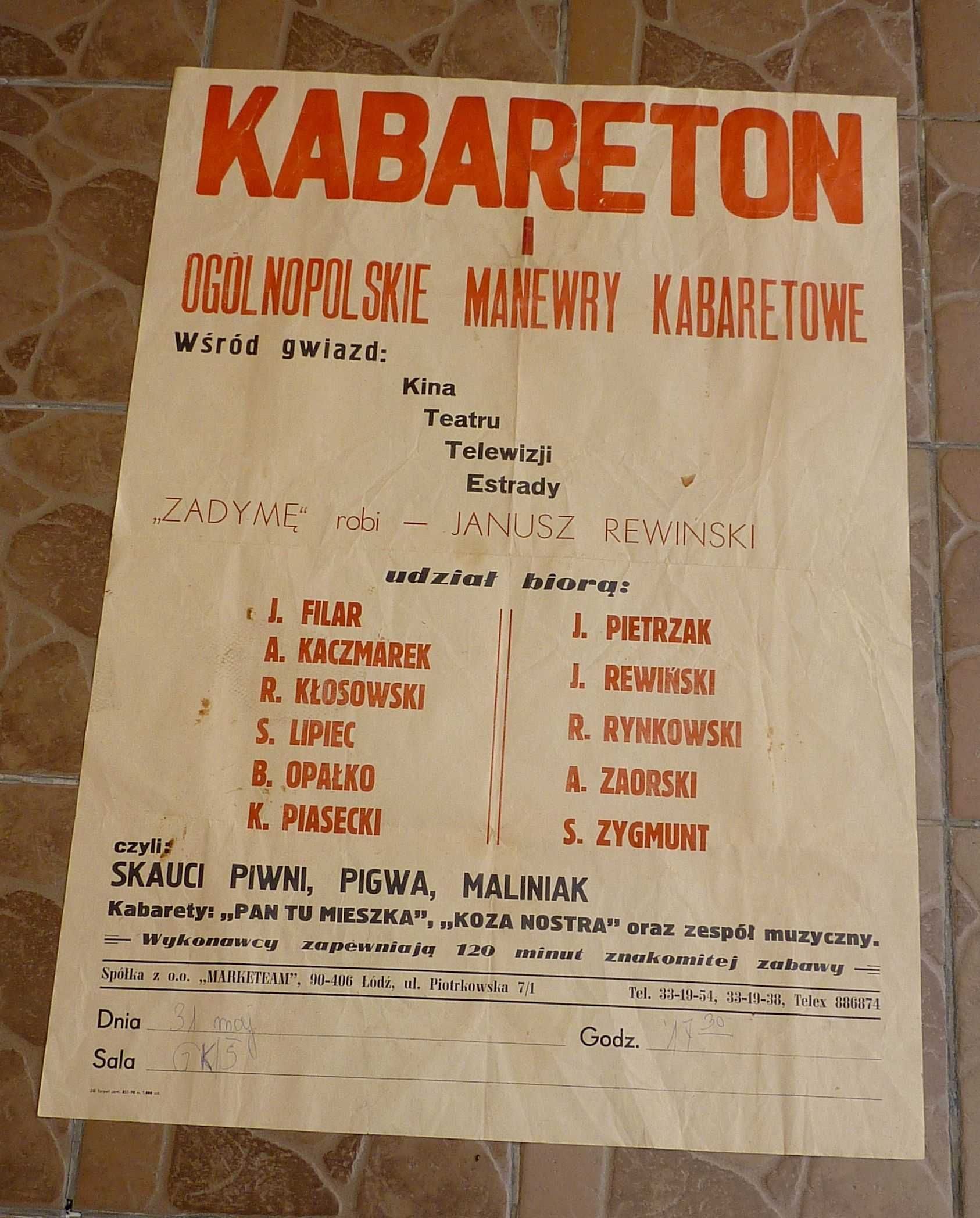 Kabareton i Ogólnopolskie Manewry Kabaretowe - plakat - PRL - 80-te