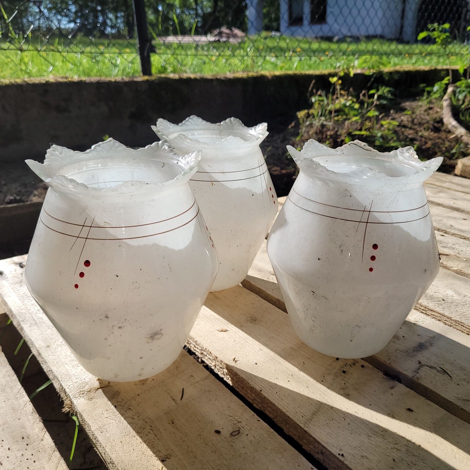 Klosze zestaw,  5 kloszy do lampy , klosze PRL