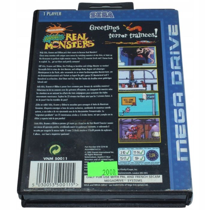 Real Monsters Sega Mega Drive