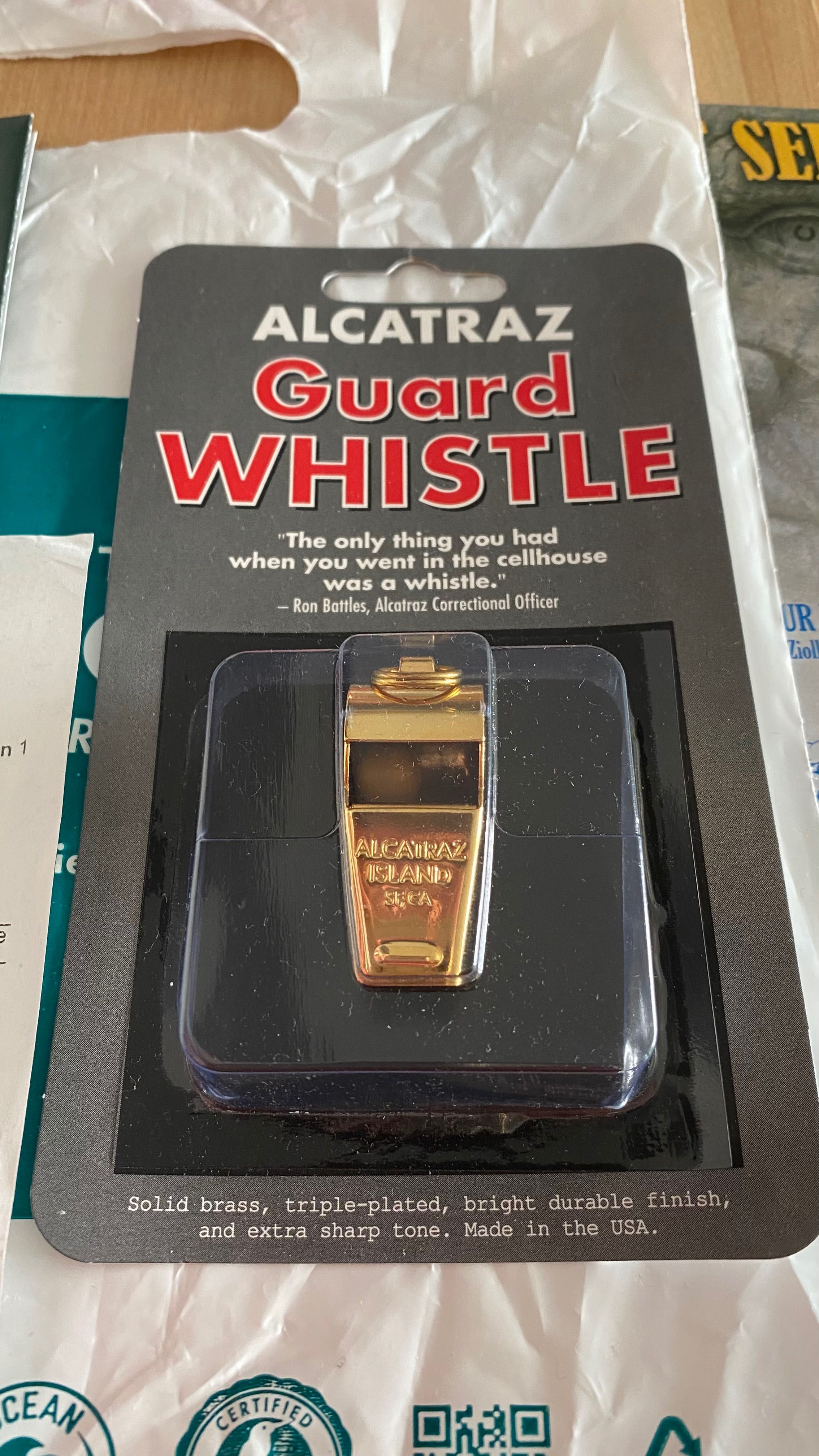 Gwizdek Guard Whistle z Alcatraz Made in USA oryginalny