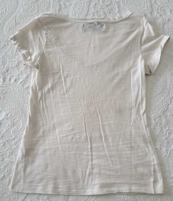 T-shirt Zara manga curta, branca, tamanho M