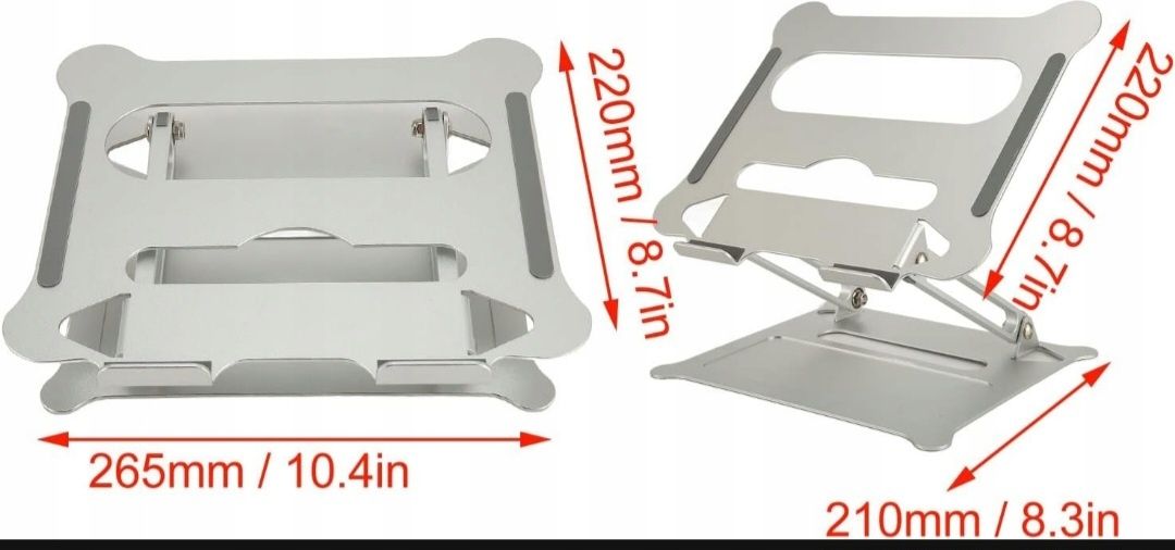 Podstawka do laptopa na biurko srebrna