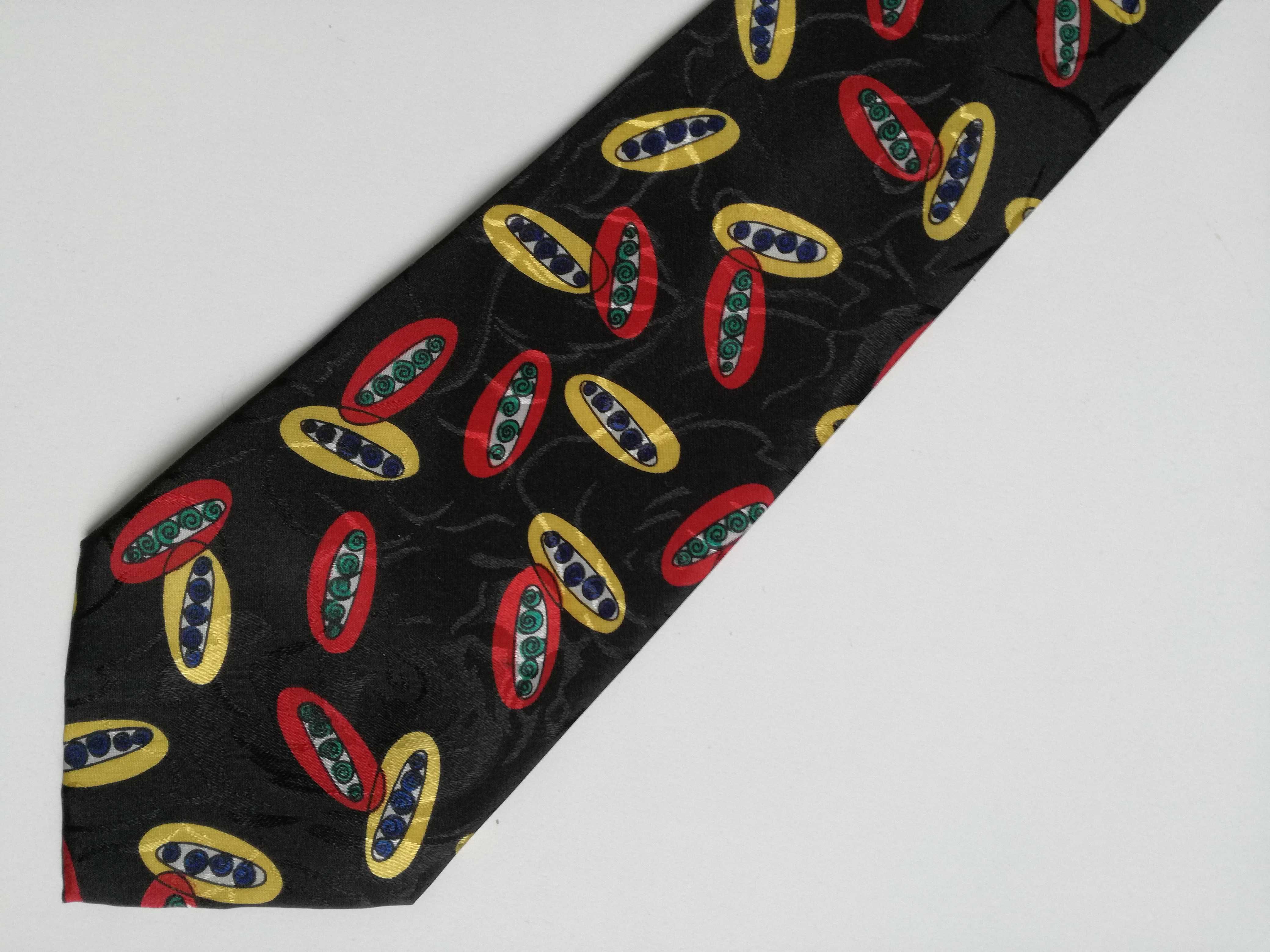 Krawat jedwabny w kolorowe eliptyczne wzory