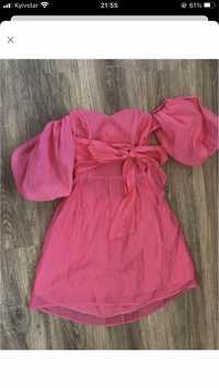 Платтячко плаття коктельне льон вечірне сукня розова