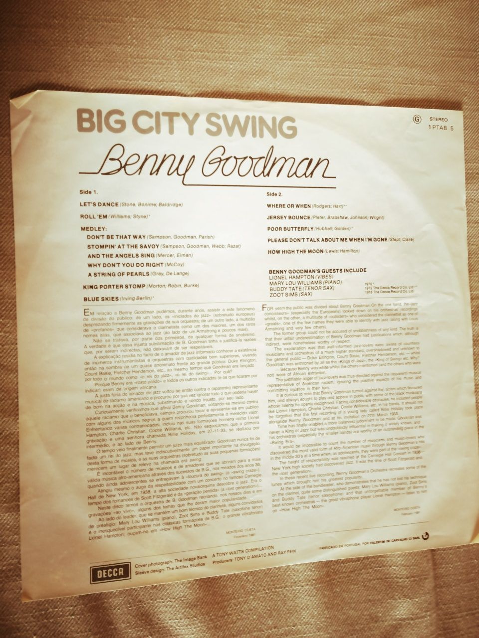 Jazz Benny Goodman vinil 33' excelente álbum de Jazz original