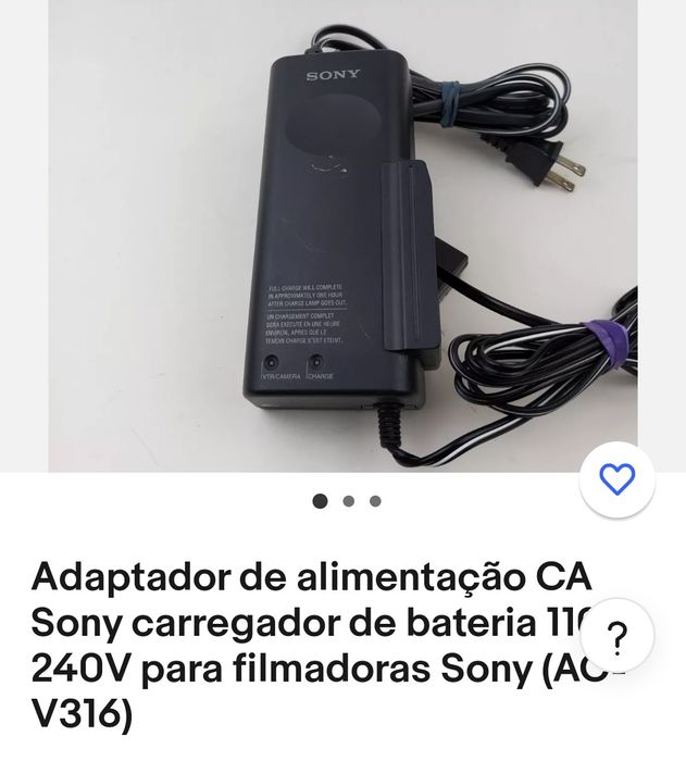 Adaptador Sony AC-V316 EM ÓTIMO ESTADO