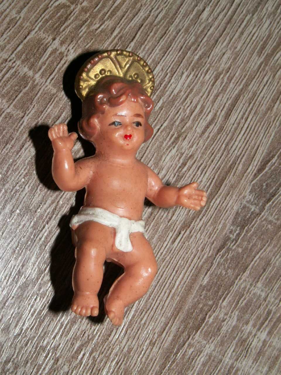 Rodzina święta do szopki - Stare figurki z masy papierowej - Pap mâché