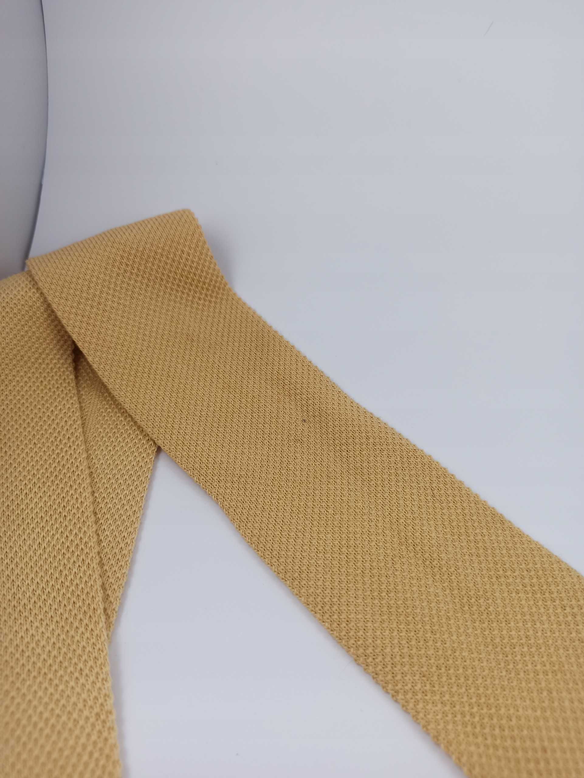 Pierre Cardin Żółty bawełniany krawat knit pc11
