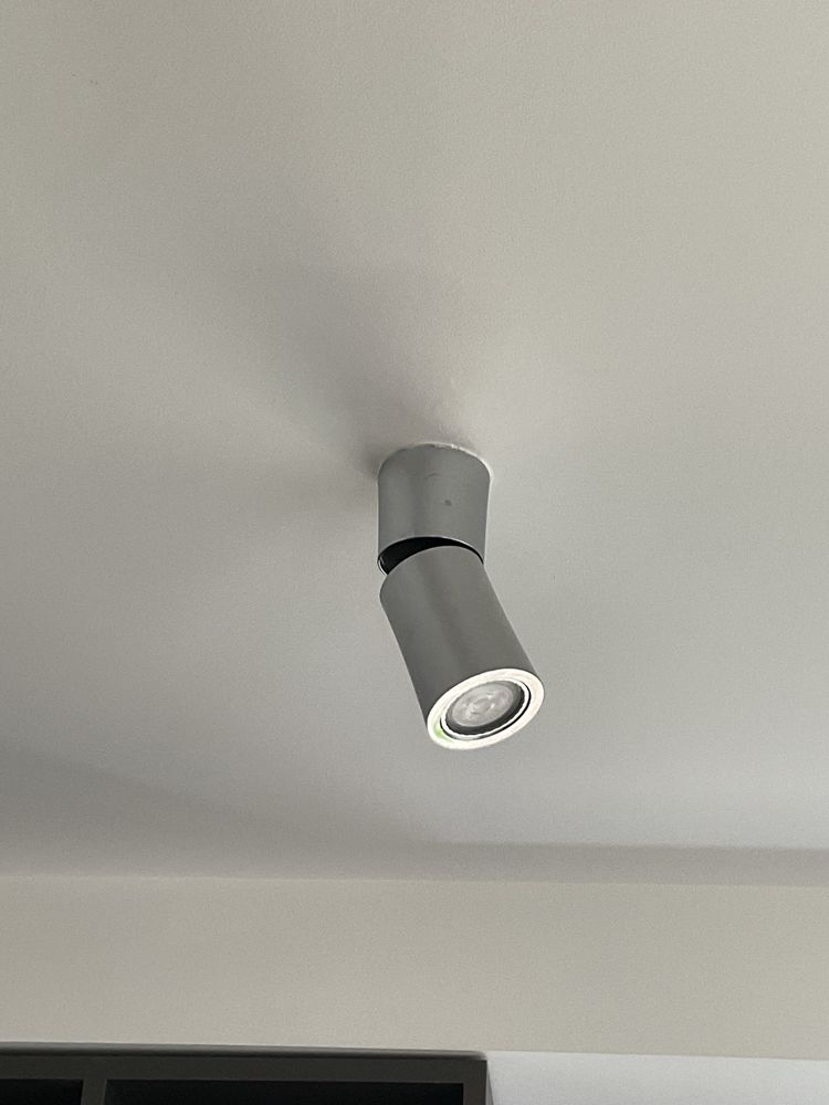 Lampa sufitowa natynkowa regulowana – srebrna, nowoczesna