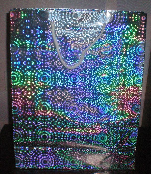 Пакет подарочный голографический блестящий для косметики бутылки кулёк