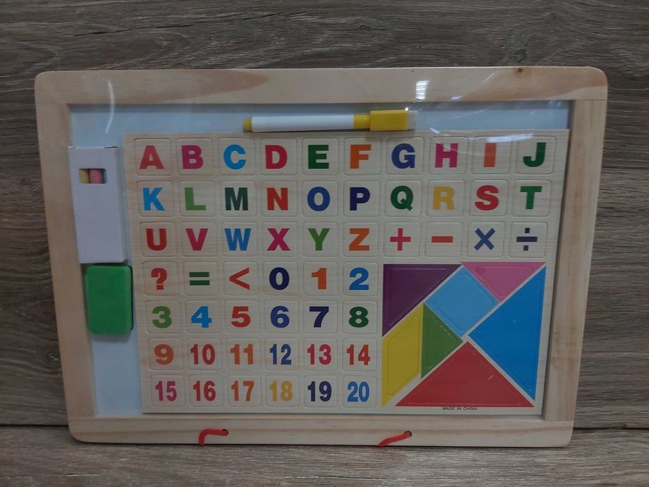 Nowa tablica dwustronna kredowo-magnetyczna,magnesy,litery,cyfry