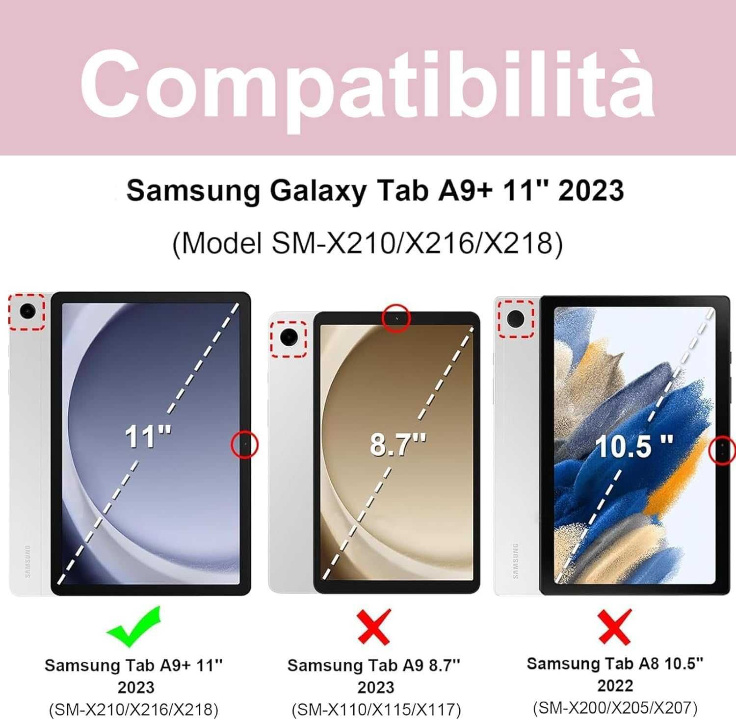 JADEMALL etui klawiatura LED RGB do Samsung Galaxy Tab A9 Plus różowe
