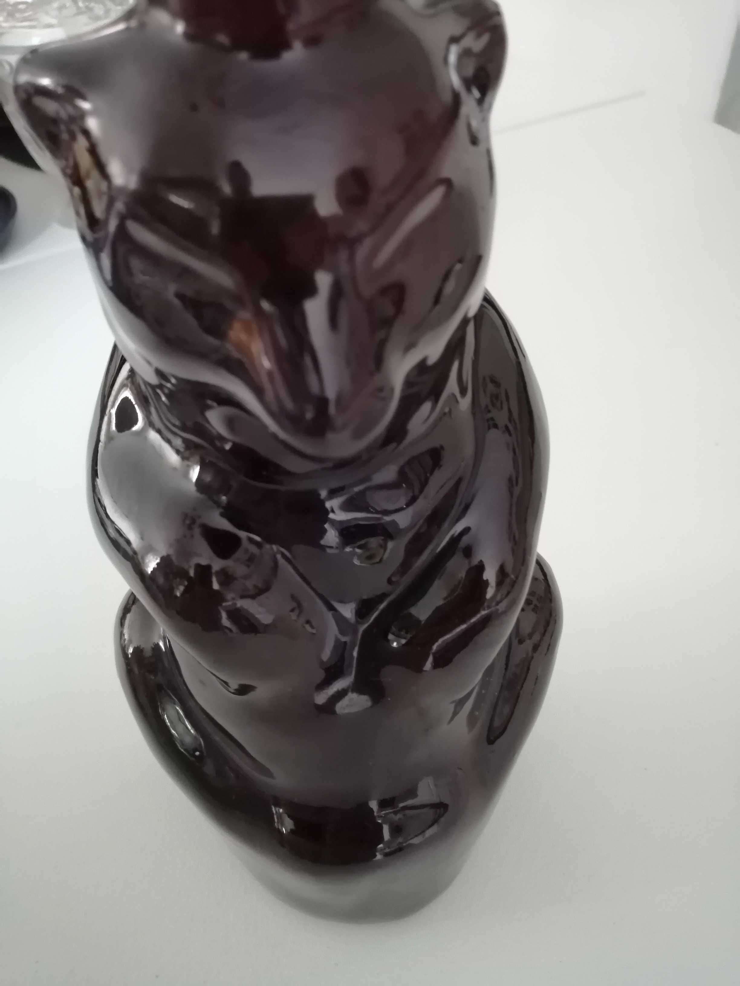 Miś  z korkiem na miód pitny, figurka ceramiczna PRL