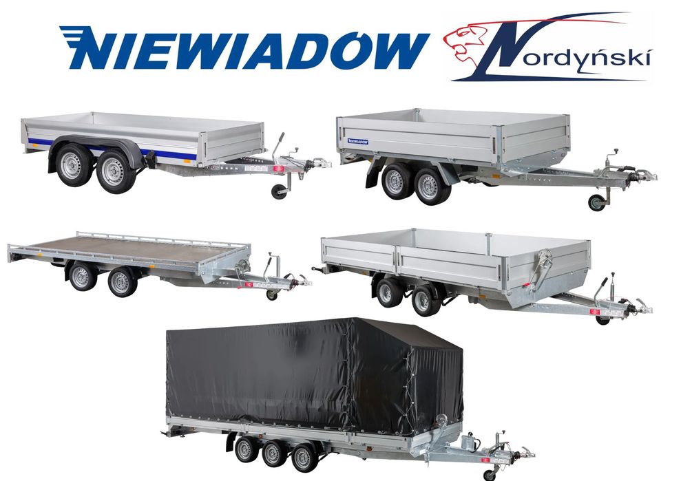 Niewiadów TOWAROWE CIĘŻKIE  DMC 1300-3500, 2 i 3 osiowe, uchylane i nie, z plandeką i bez! NOWE!