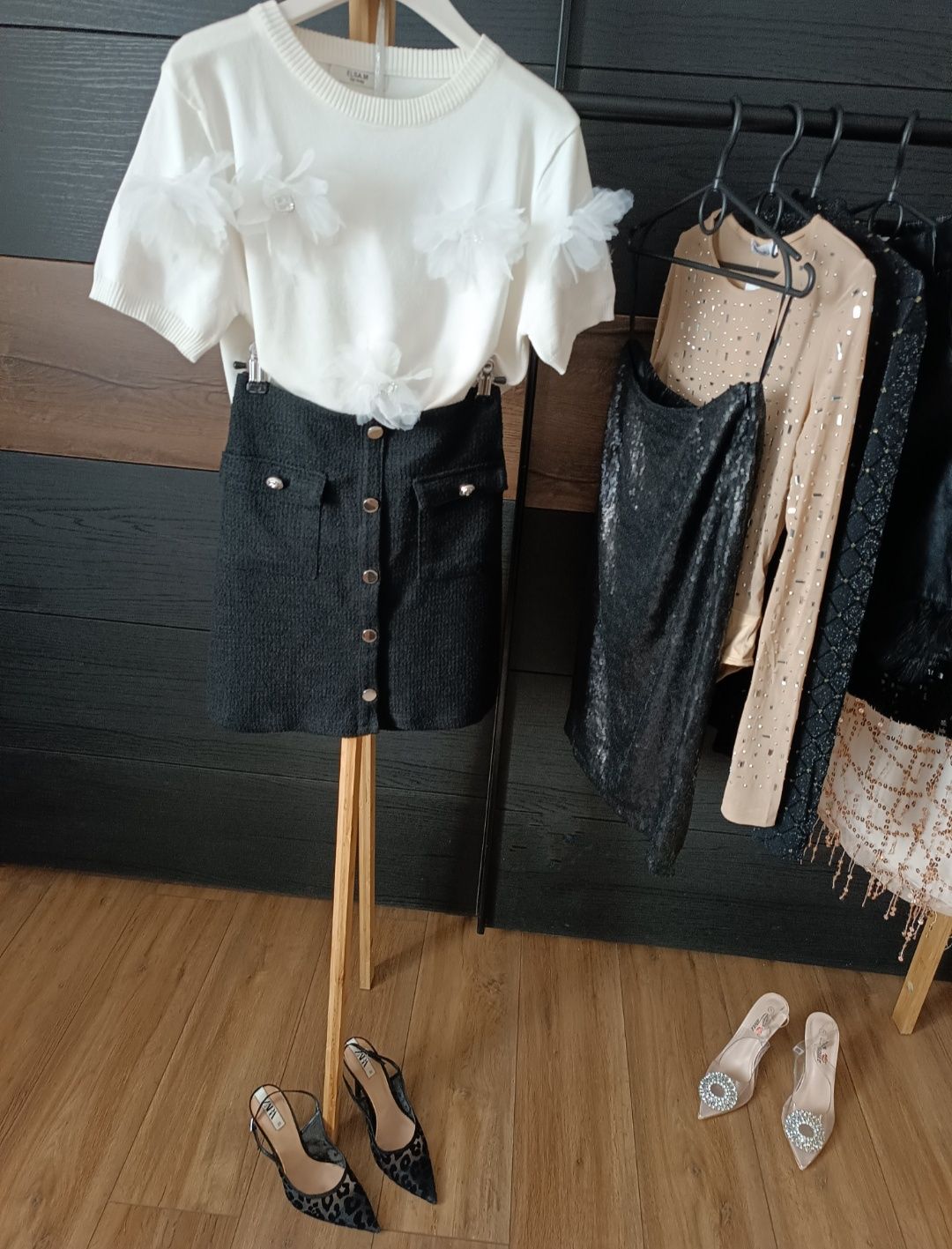 Bluzka z dzianiny S/M/L kwiaty 3 D