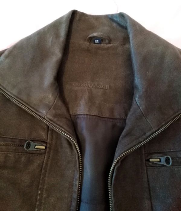 Casaco Motard/Biker castanho em pele genuína da Quebramar