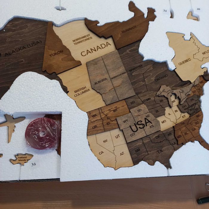 Багатошарова карта світу колір Classic, L - 200*120 см,