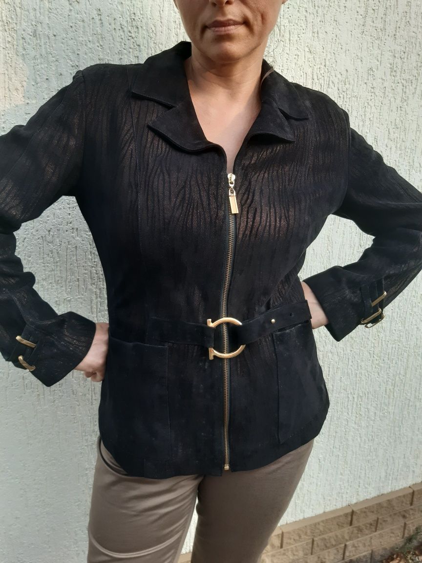 Пиджак кожаный, с золотым отливом (лазерное напыление фабричная Турция