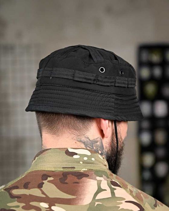 Тактична панама SoftShell чорна 56–58  Панама з липучкою під шеврон