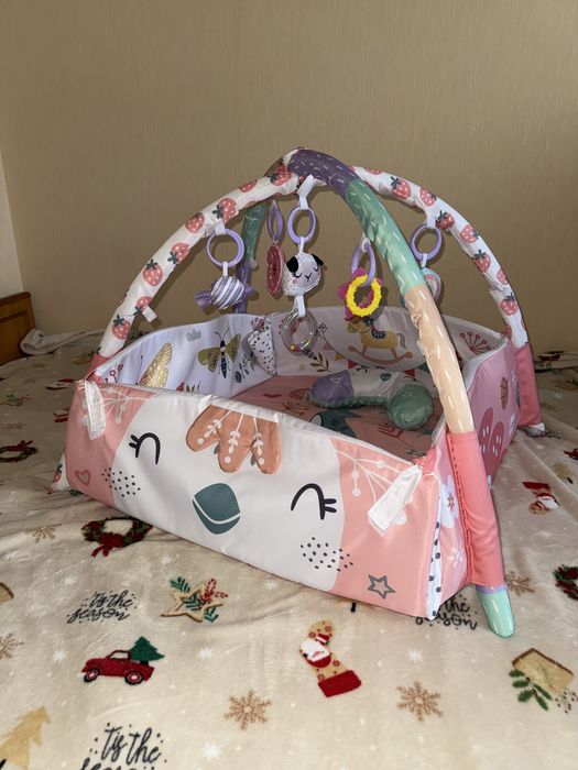 Розвиваючий килимок Nukido 3в1 з дугами підвісні брязкальця, дзеркало