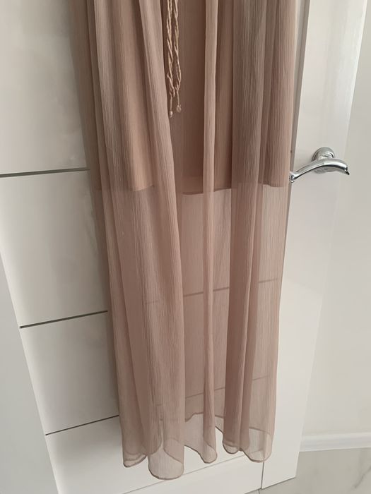 шелковое платье в пол бежевое вечернее xs/s