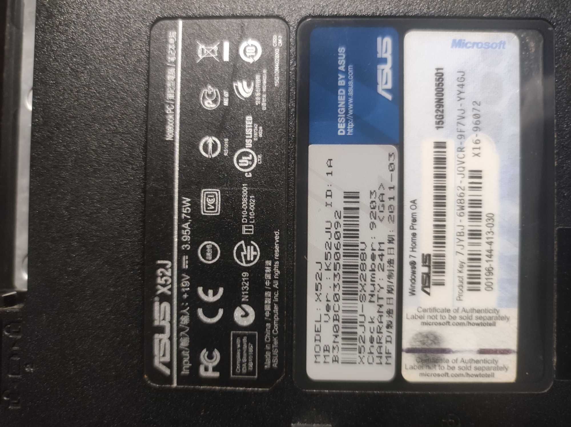 Portátil Asus X52J _Core i5