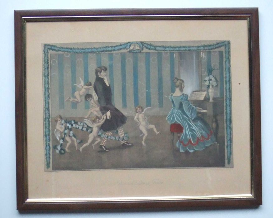 litografia barwna  / Nieśmiały zalotnik wg. H.G. Weineissa
