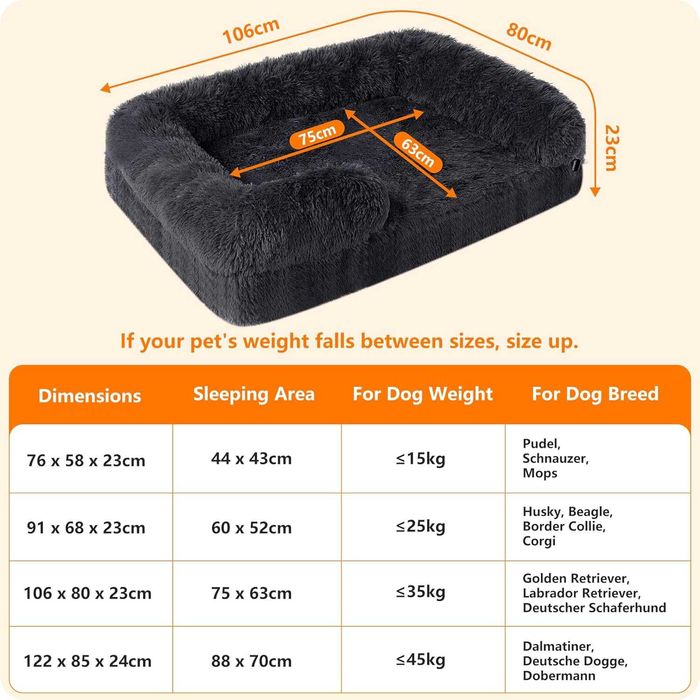 DUŻE Legowisko ortopedyczne dla psa z pianką z pamięcią kształtu.