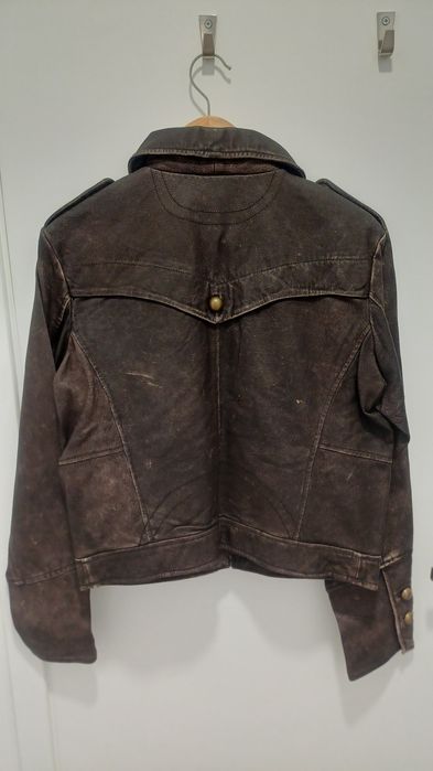 Casaco castanho em pele - M