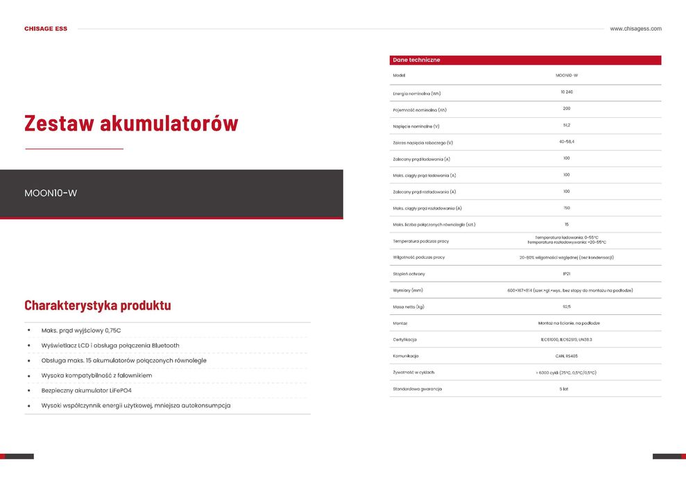 Zestaw hybrydowy CHISAGE ESS falownik 6 kW,magazyn energii 10 kWh-Nowy