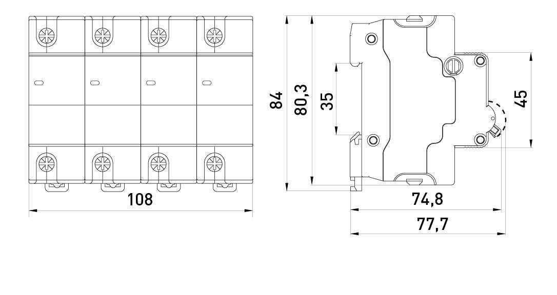 Wyłącznik nadprądowy STANDARD C80 4p 80A 10kA
