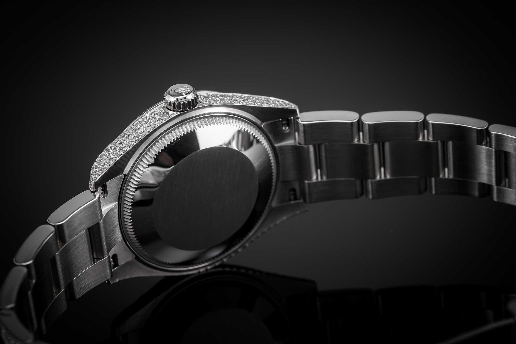 ROLEX z brylantami - Oyster Perpetual 31 o srebrnej tarczy