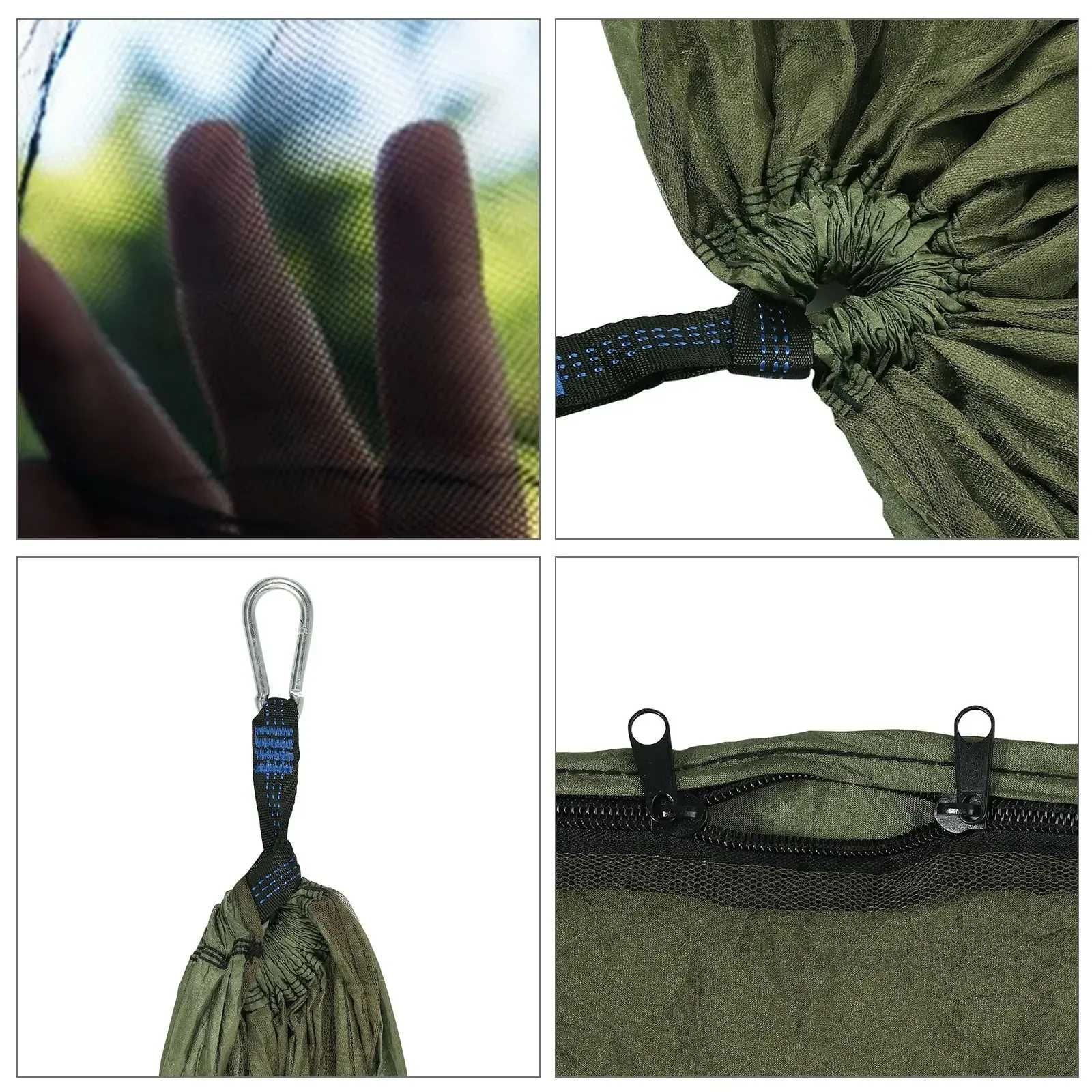 Двухместный гамак без планки Hammock With Net Army, 260 х 135 см,хаки