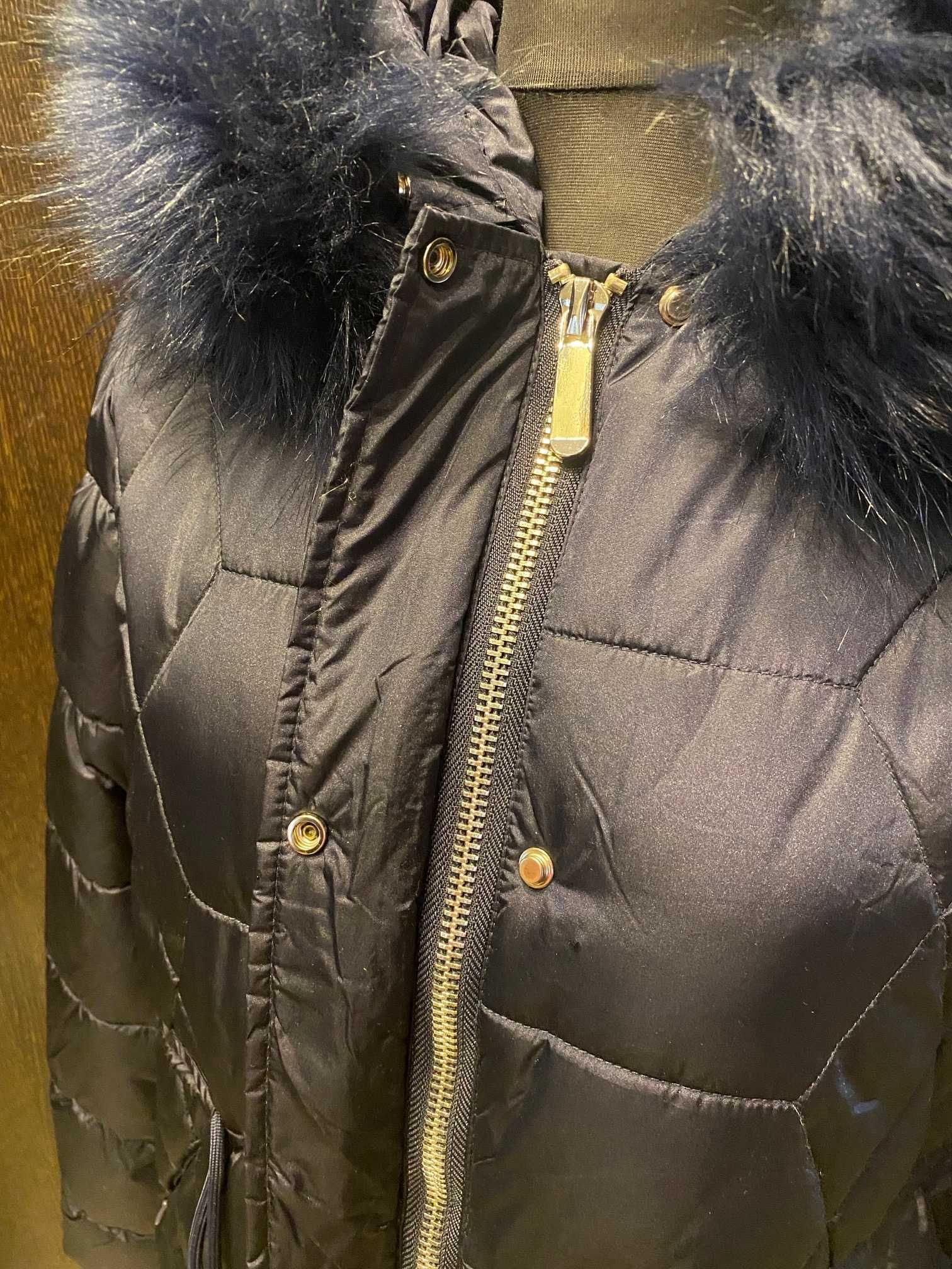 Женское зимнее пальто, темно-синий цвет, размер 48 (L)