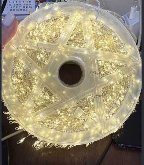 Гірлянда роса мішура, від USB , 50м, з пультом, Теплий  білий Світлоді