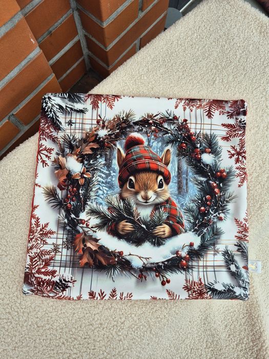 Poduszka wiewiórka 40x40cm świateczna prezent pod choinkę