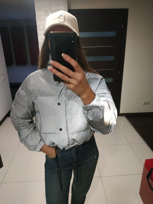 Пуховик рефлективний, куртка, укорочений, пуффер