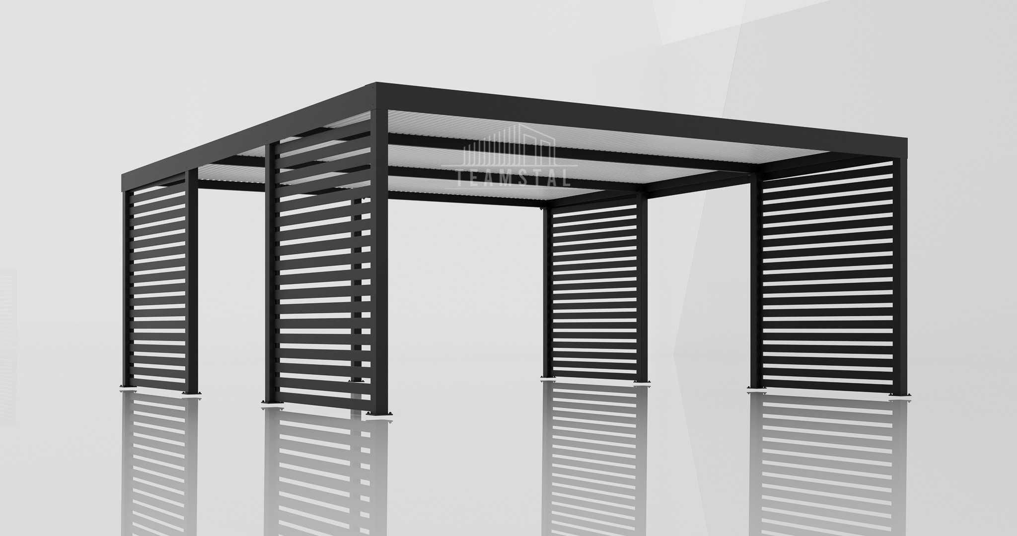CarPort PREMIUM - Wiata samochodowa 6x5,5 Antracyt Zabudowa - TS1033