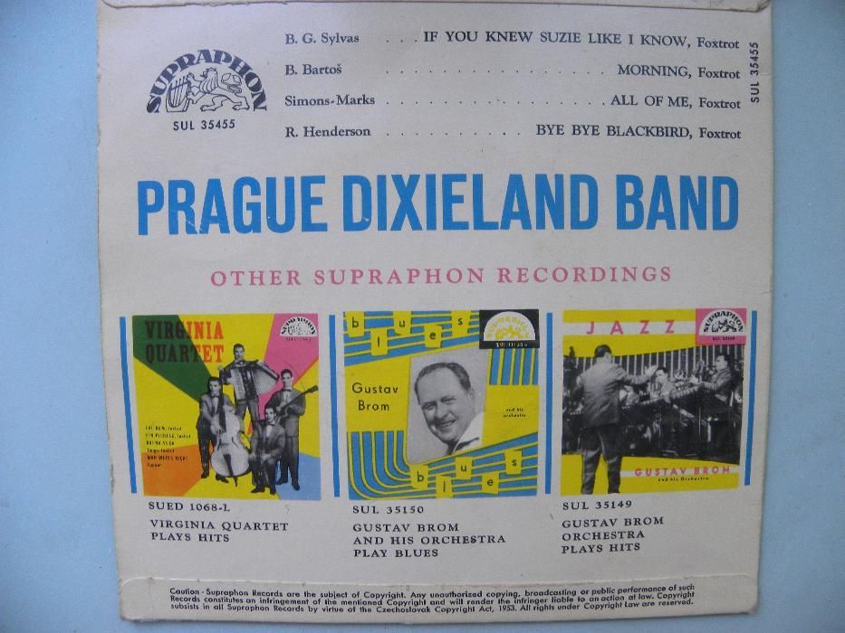 Пластинка Prague Dixieland Band"If You Knew Suzie And Other Tunes".