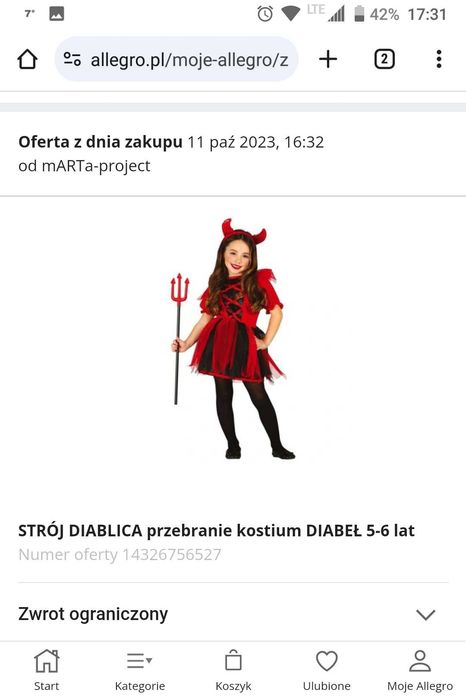Strój Halloween Diablica Diabeł