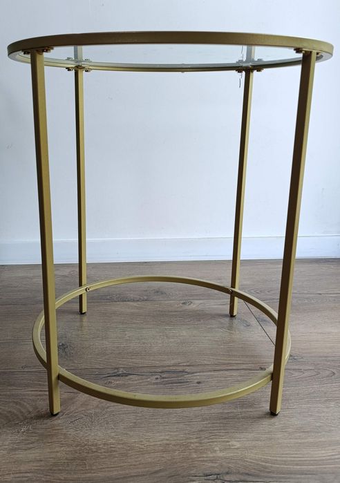 Stolik kawowy szklany złoty