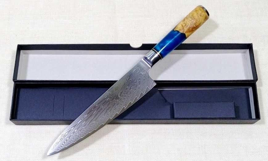 Нож шеф-повара из 67 слоев дамасской стали VG10 в подарочной коробке