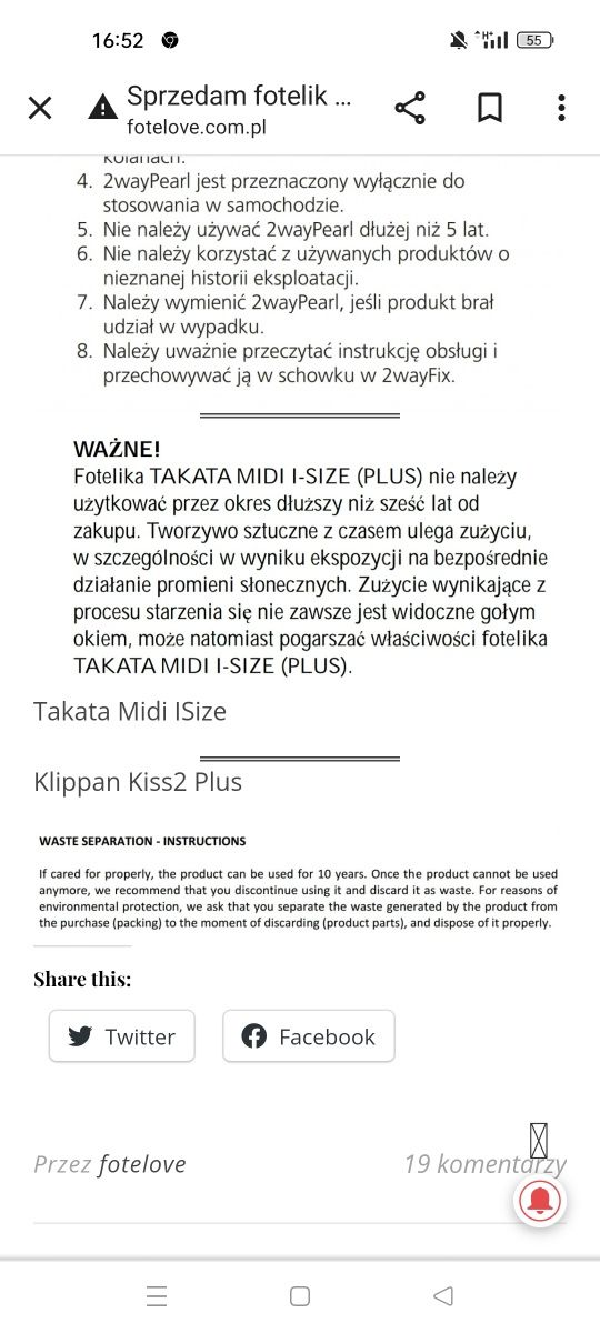 Klippan kiss 2 plus rwf 0-18