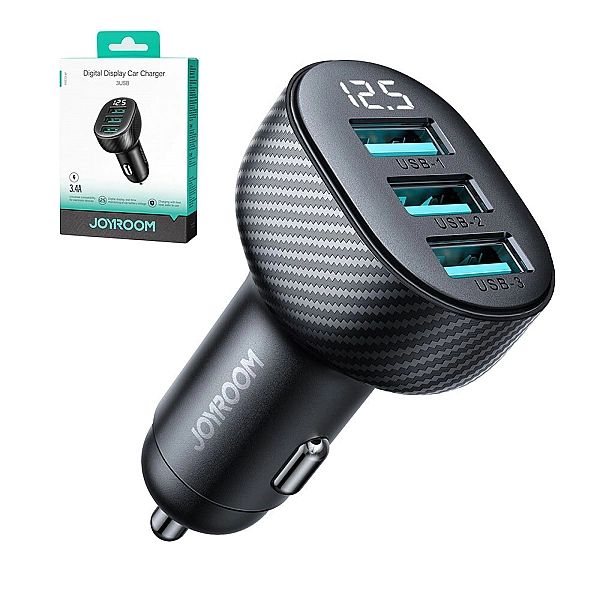 Ładowarka samochodowa Joyroom JR-CCD03/3.4A z wyświetlaczem 3x USB-A -