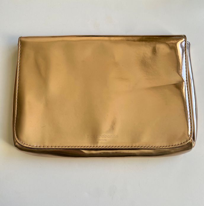 Duża kosmetyczka kopertówka złota Paco Rabanne