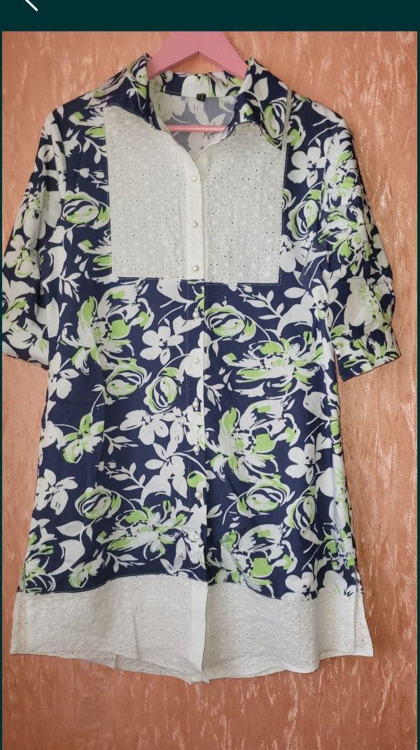 Платье рубашка прошва пуговицы жемчуг коттон L-XL XL