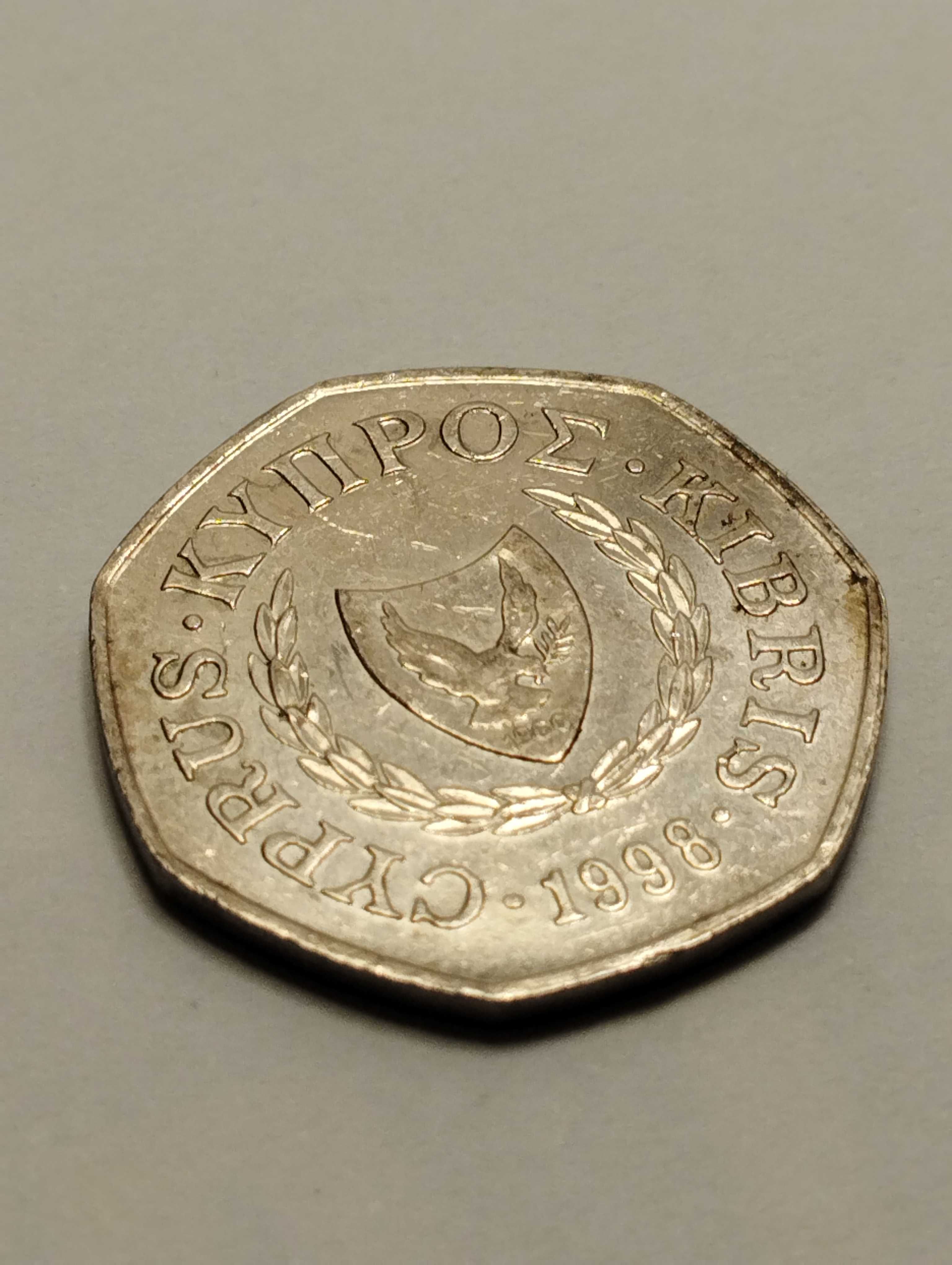 Sprzedam monetę Cypr 50 centów 1998r. stan db.