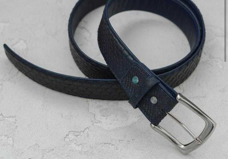 Ремень мужской из натуральной кожи питона синий серый бежевый