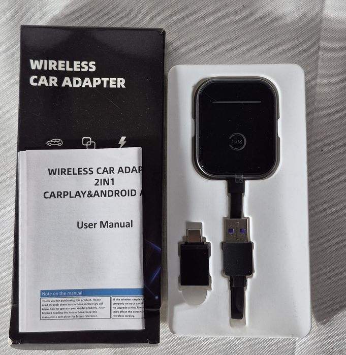 Bezprzewodowy adapter samochodowy carplay android auto 2w1