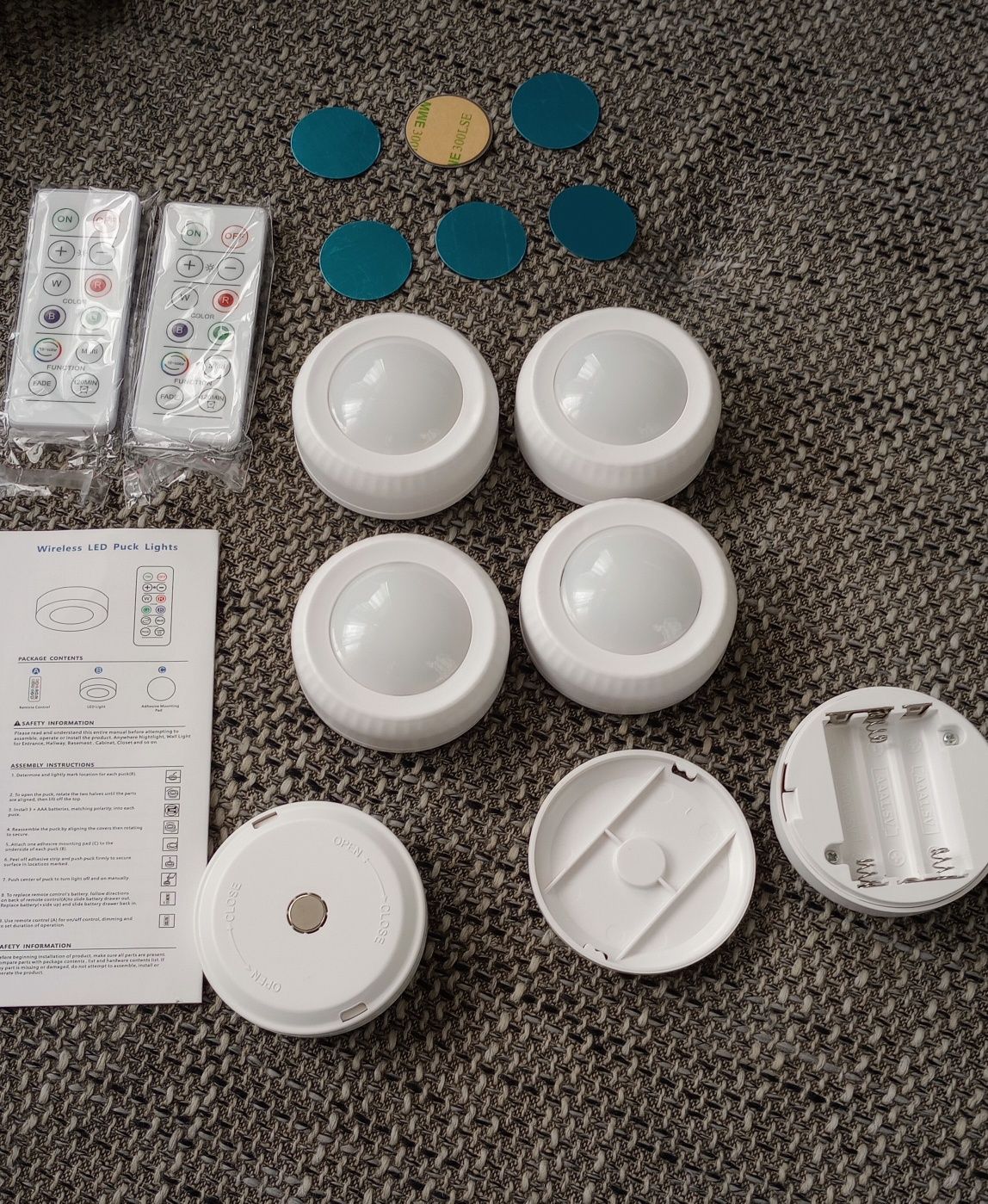 6 sztuk lampka bezprzewodowa lampki RGB LED 2 piloty
